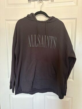 AllSaints dark charcoal pullover hoodie